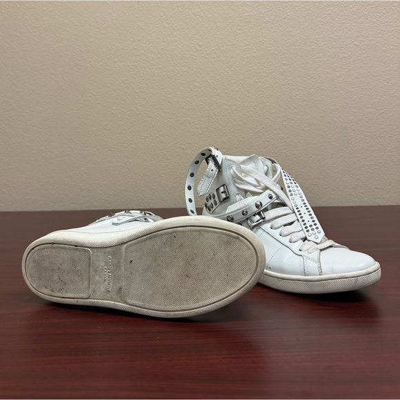 Saint Laurent Studded Leather High Top Sneakers - Picture 2 of 5
